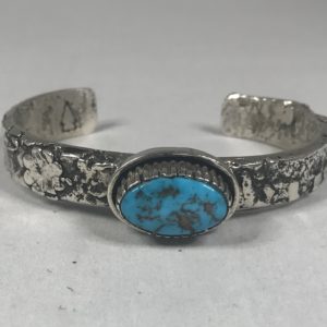 Sterling Silver Casted Cuff with Turquoise