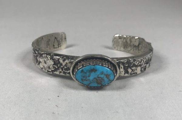 Sterling Silver Casted Cuff with Turquoise