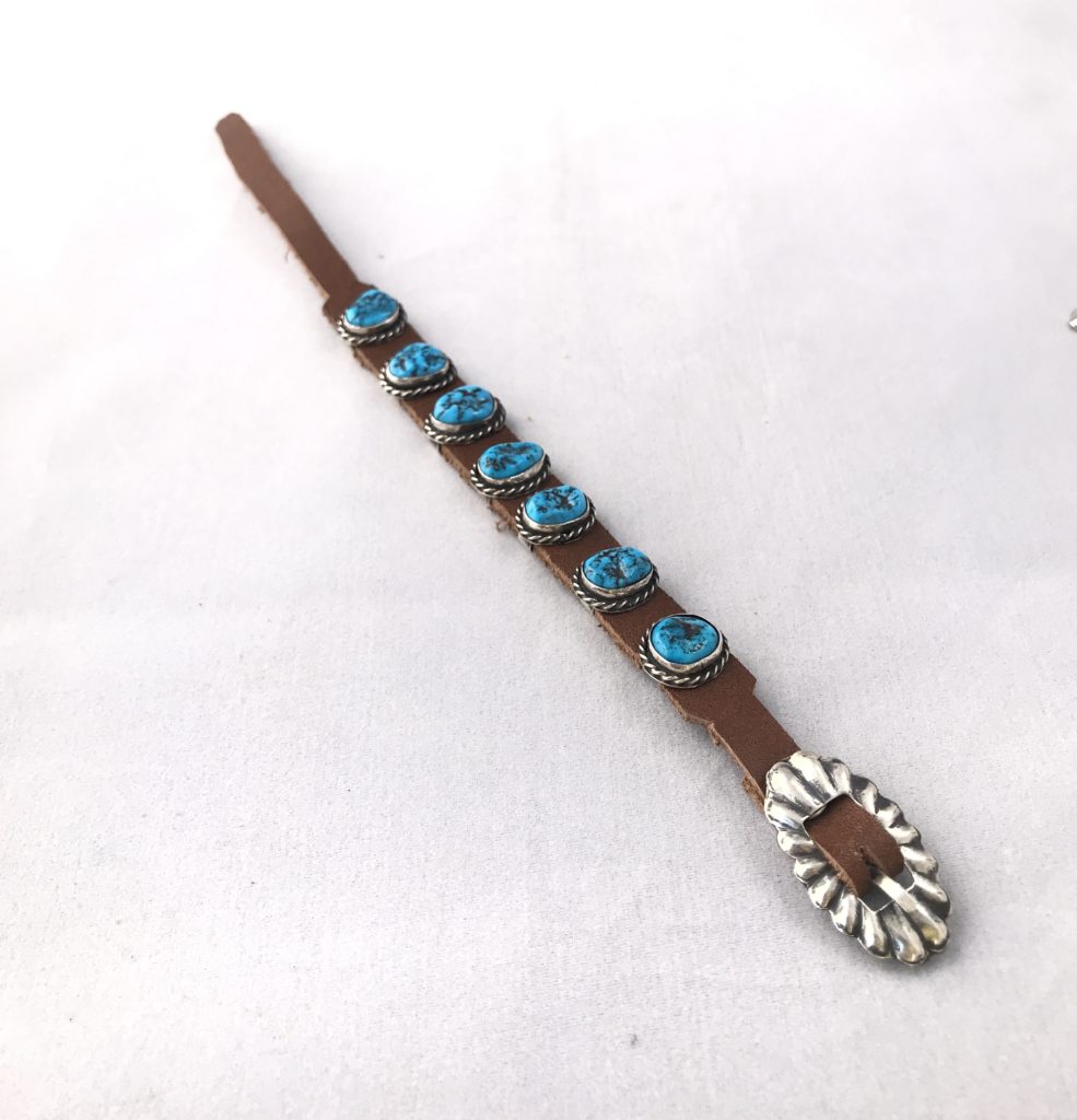 7 Turquoise Conchos on Leather Bracelet w/Buckle The Perfect Bit