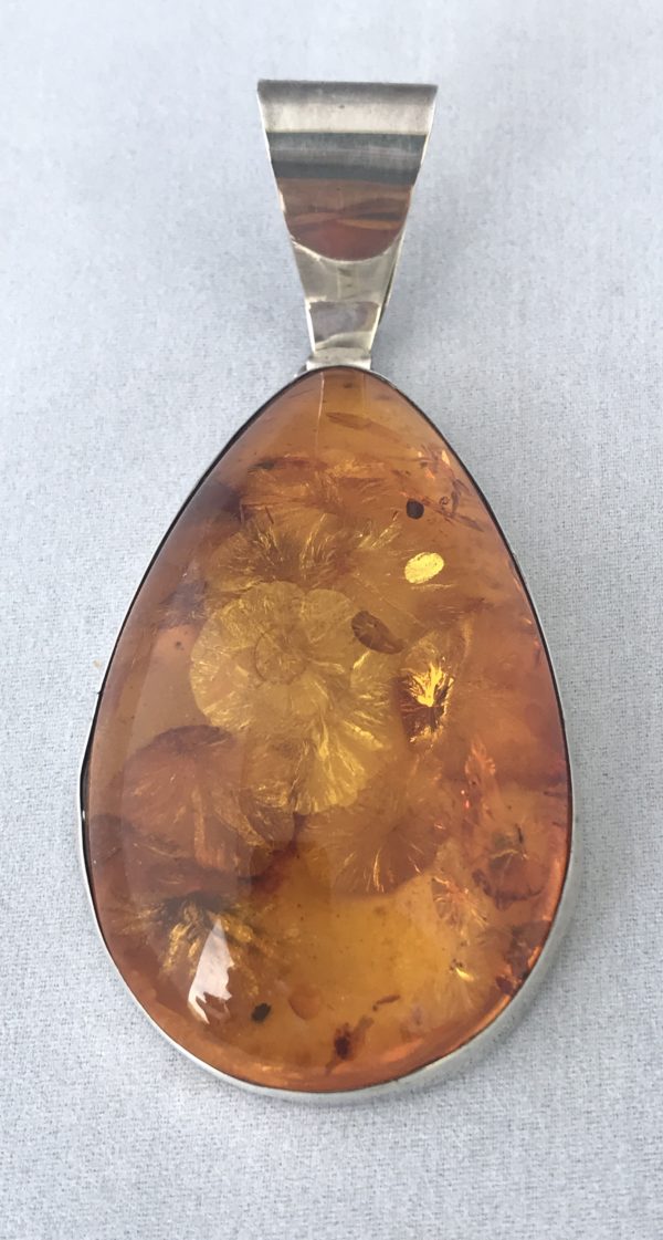 Vintage Amber Sterling Silver Pendant