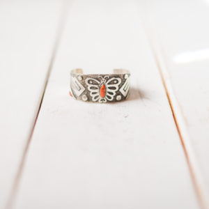 Coral Butterfly Sterling Cuff