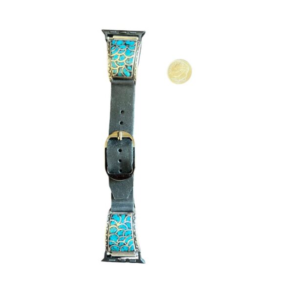 Vintage Sterling Silver Inlaid with Chipped Turquoise Watch Band