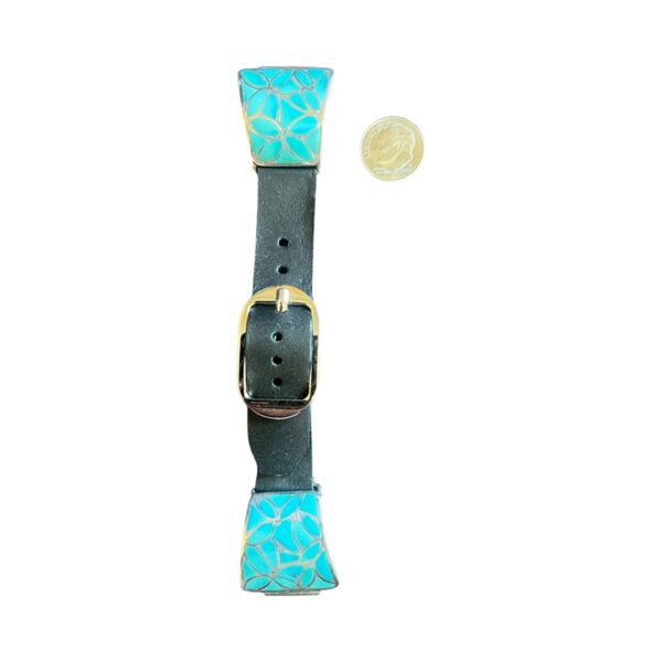 Vintage Sterling Silver Inlaid with Turquoise Stones Watch Band