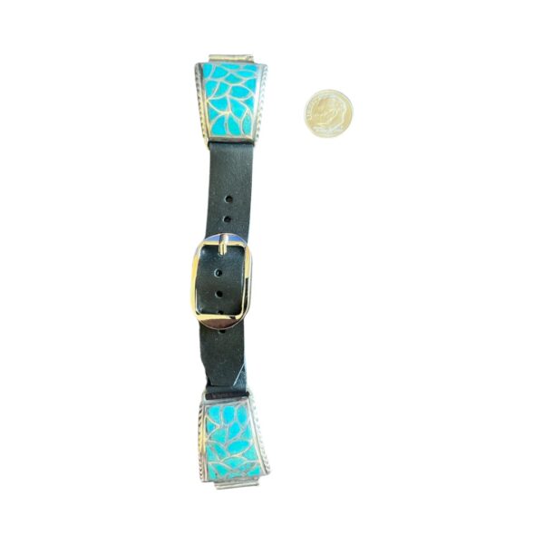 Vintage Sterling Silver Inlaid with Turquoise Watch Band