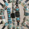 Vintage Sterling Silver with Turquoise & Coral Stones Watch Band - Image 2