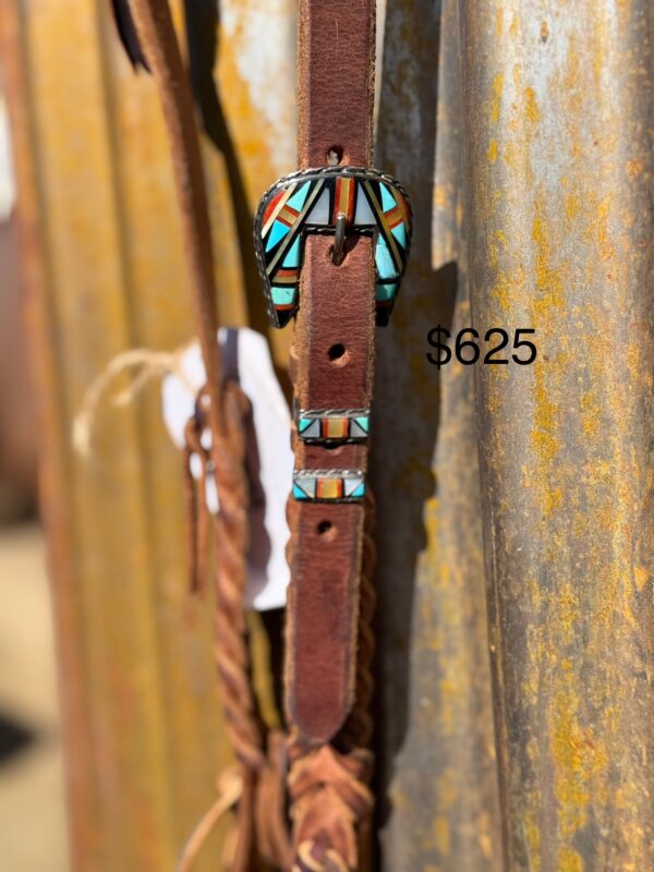 Blood Knot Single Ear Headstall with Vintage Sterling Silver Buckle Set - Image 2