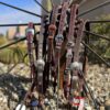 Dark Brown Harness Leather Slip Ear Headstall with Vintage Sterling Silver Buckle Set - Image 3