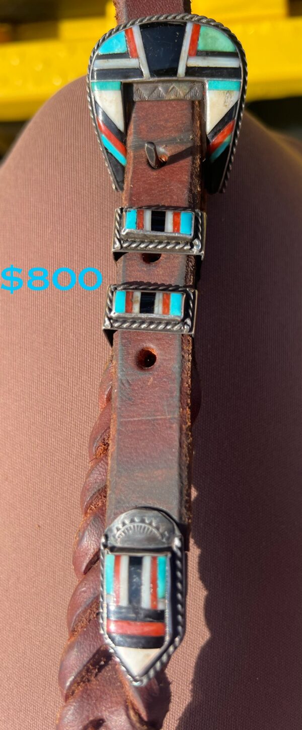 Blood Knot Single Ear Headstall with Vintage Sterling Silver Buckle Set