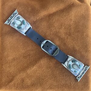 Vintage Sterling Silver with Malachite & Mother of Pearl Horse Shoe Apple Watch Band
