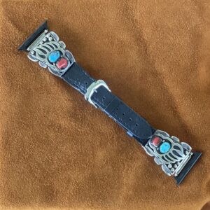 Vintage Sterling Silver Bear Claw with Turquoise & Coral  Apple Watch Band