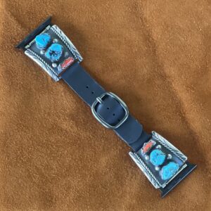 Vintage Sterling Silver with Turquoise & Coral  Apple Watch Band
