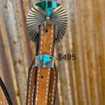 Toast Suede Leather Split Ear Headstall with Vintage Sterling Silver Buckle Set - Image 2