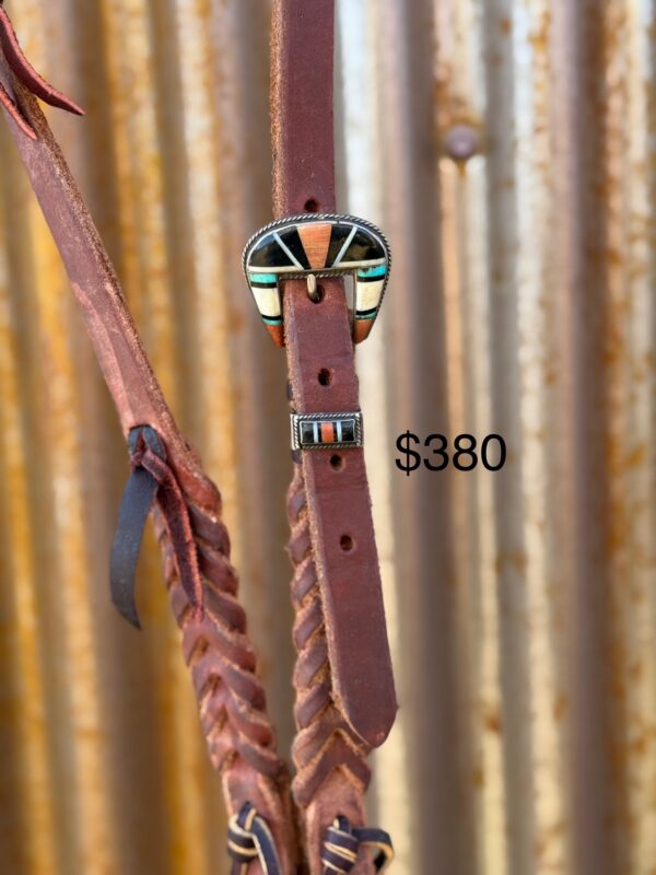 Blood Knot Single Ear Headstall with Vintage Sterling Silver Buckle Set - Image 2