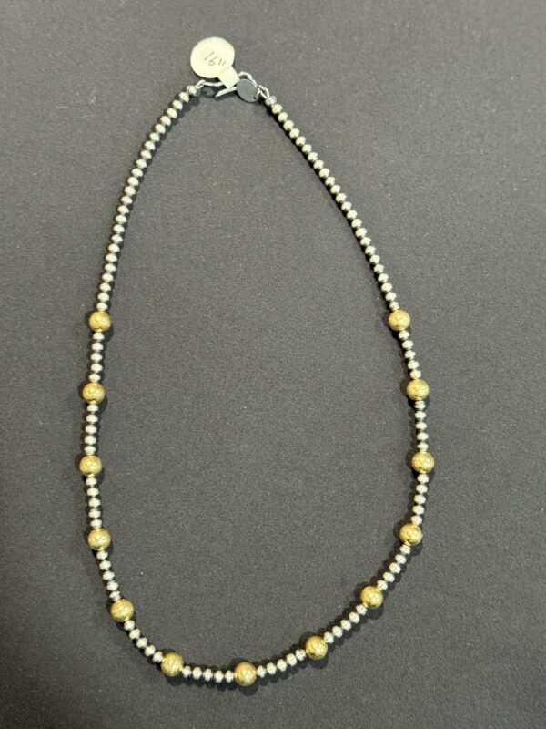Sterling Silver & Gold Navajo Pearls