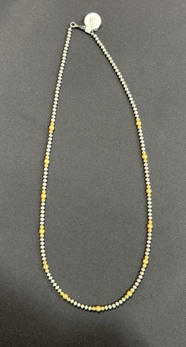 20" Sterling Silver & Gold Navajo Pearls
