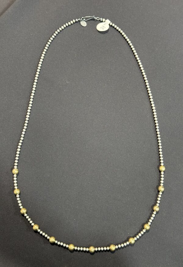 Sterling Silver & Gold Navajo Pearls - Image 3