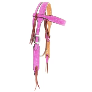Pink Suede Browband Headstall