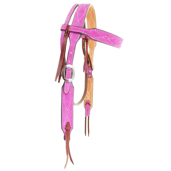Pink Suede Browband Headstall