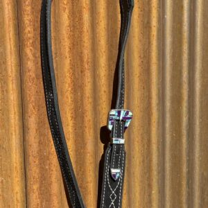 Black Suede Leather Split Ear Headstall with Vintage Sterling Silver Buckle Set
