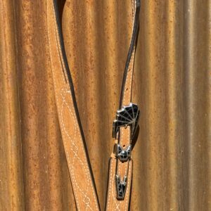 Toast Suede Leather Split Ear Headstall with Vintage Sterling Silver Buckle Set