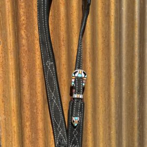 Black Suede Leather Split Ear Headstall with Vintage Sterling Silver Buckle Set