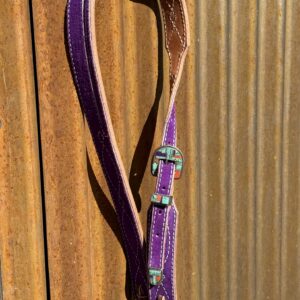 Purple Suede Leather Split Ear Headstall with Vintage Sterling Silver Buckle Set