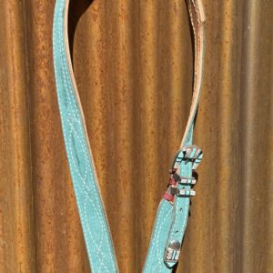 Turquoise Suede Leather Split Ear Headstall with Vintage Sterling Silver Buckle Set