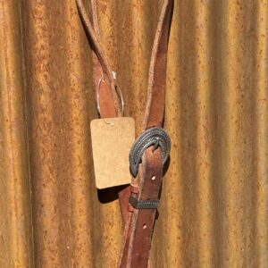 Harness Leather Split Ear Headstall with Vintage Sterling Silver Buckle Set