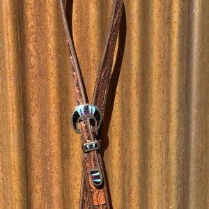 Floral Hand Carved Split Ear Headstall with Vintage Sterling Silver Buckle Set
