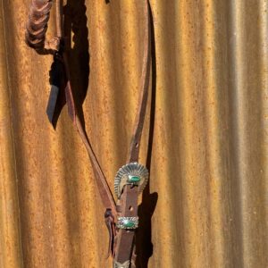 Blood Knot Single Ear Headstall with Vintage Sterling Silver Buckle Set