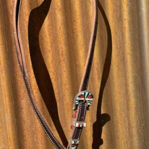 Dark Brown Harness Leather Split Ear Headstall with Vintage Sterling Silver Buckle Set