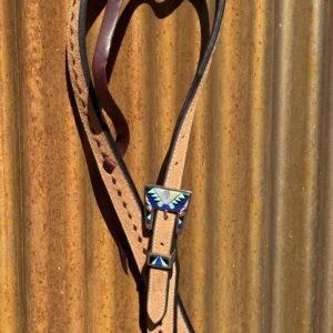 Slip Ear Rough Out with Latigo Buckstitch Headstall with Vintage Sterling Silver Headstall