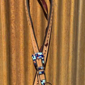 Slip Ear Rough Out with Latigo Buckstitch Headstall with Vintage Sterling Silver Headstall