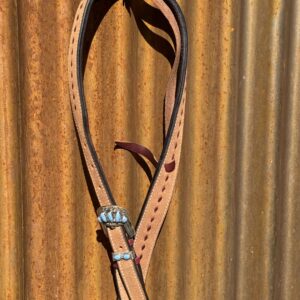 Slip Ear Rough Out with Latigo Buckstitch Headstall with Vintage Sterling Silver Headstall