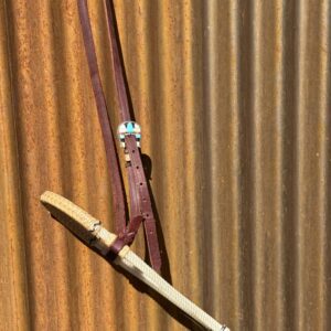 Rawhide Braided Double Rope Noseband with Vintage Sterling Silver and Inlaid Buckle