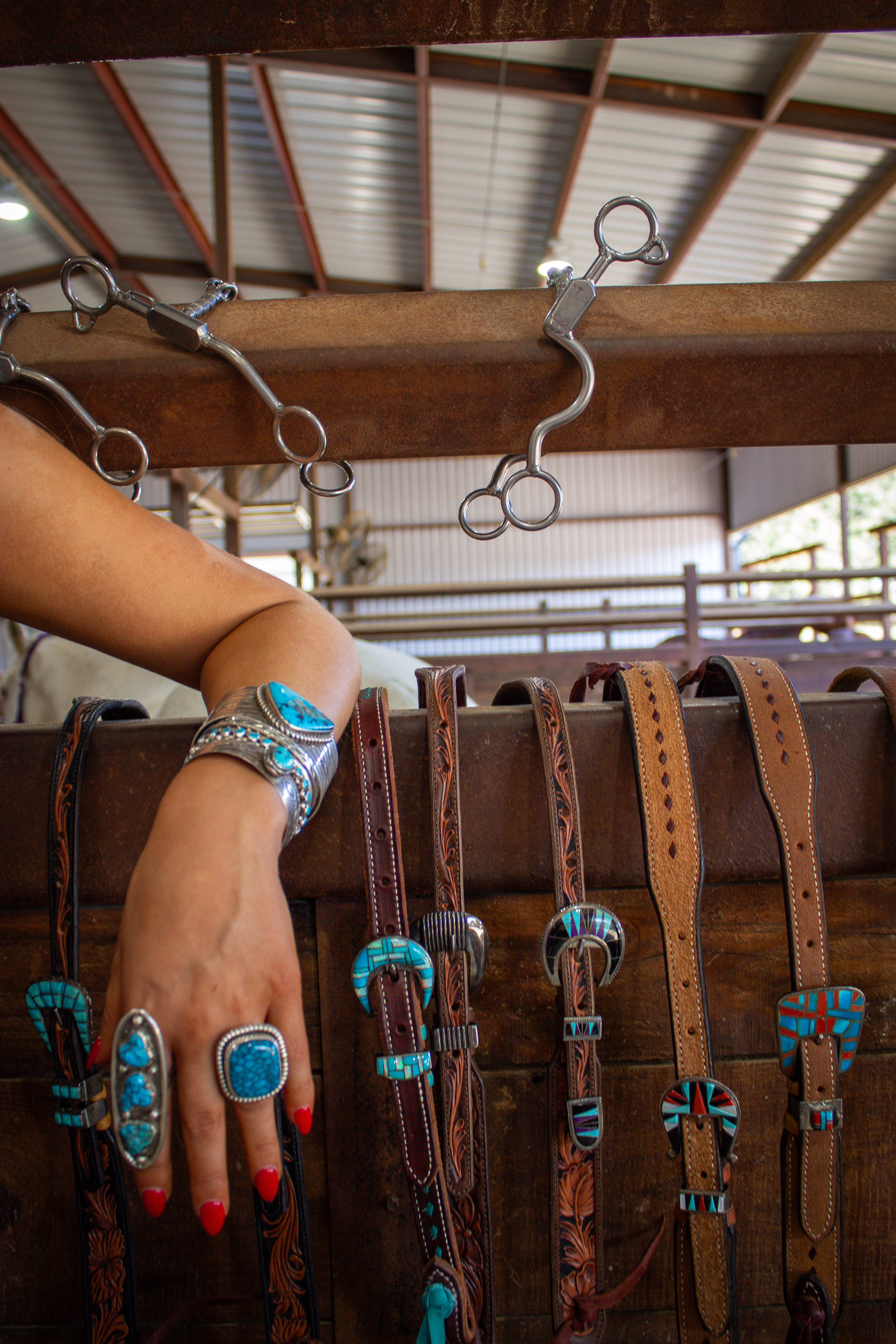 Braided Slip Ear Black Leather Headstall with Vintage Sterling Silver Buckle Set - Image 5