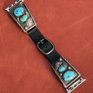Vintage Sterling Silver Inlaid with Turquoise Stones Watch Band