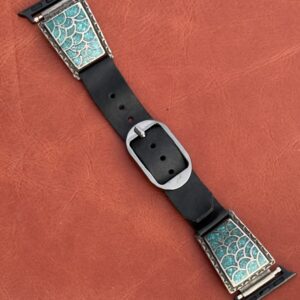 Vintage Sterling Silver Inlaid with Chipped Turquoise Stones Watch Band