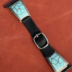 Vintage Sterling Silver Inlaid with Turquoise Stones Watch Band