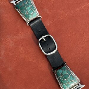 Vintage Sterling Silver Inlaid with Turquoise Stones Watch Band