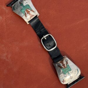 Vintage Sterling Peyote Bird Inlaid with Chipped Turquoise & Coral Apple Watch Band