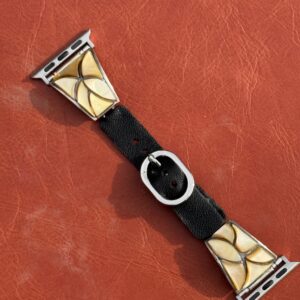 Vintage Sterling Silver Inlaid with Mother of Pearl Watch Band