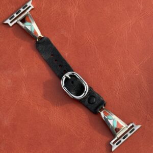Vintage Sterling Silver Inlaid with Turquoise, Coral, Sugalite & Mother of Pearl Watch Band