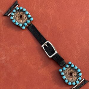 Vintage Stamped Copper with Turquoise Stones Watch Band