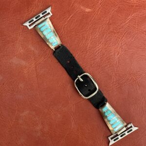 Vintage Sterling Silver Inlaid with Turquoise Stones Watch Band