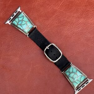 Vintage Sterling Silver Inlaid with Turquoise Stones Watch Band