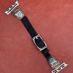 Vintage Sterling Silver Bear Claw Inlaid with Chipped Turquoise & Coral Apple Watch Band
