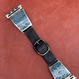 Vintage Sterling Silver Inlaid with Chipped Turquoise Stones Watch Band