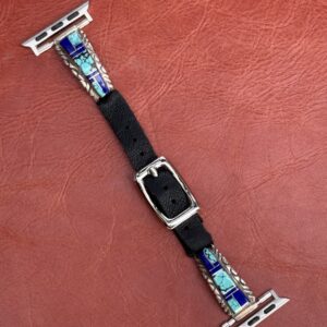 Vintage Sterling Silver Inlaid with Turquoise & Lapis Watch Band