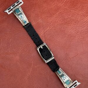 Vintage Sterling Silver Inlaid with Chipped Turquoise Stones Watch Band